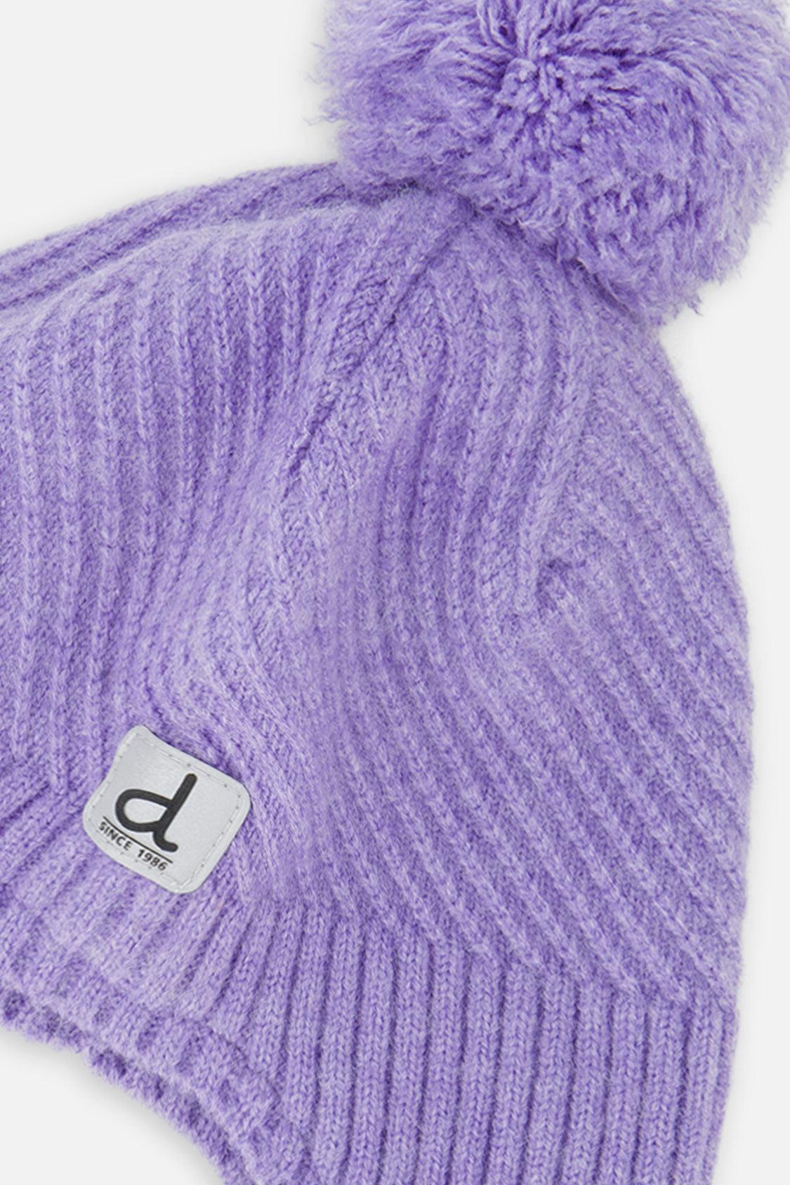 Winter Peruvian Knit Hat with Pompom Violet