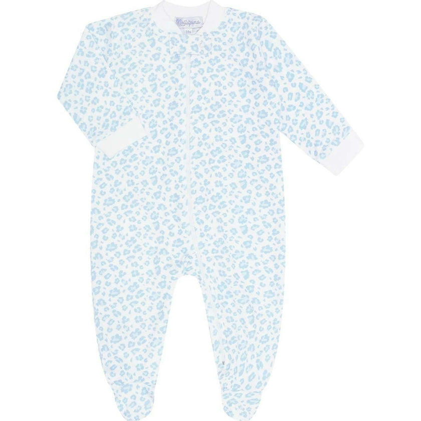Blue Cheetah Print Zipper Footie