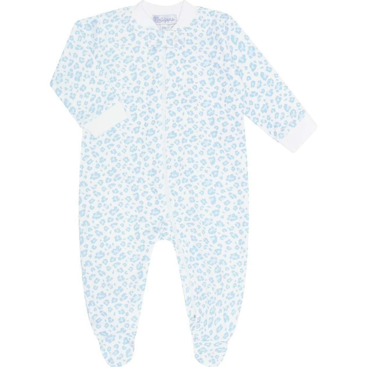 Blue Cheetah Print Zipper Footie