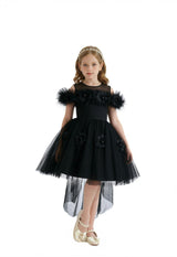 Black Feather Bow Dress