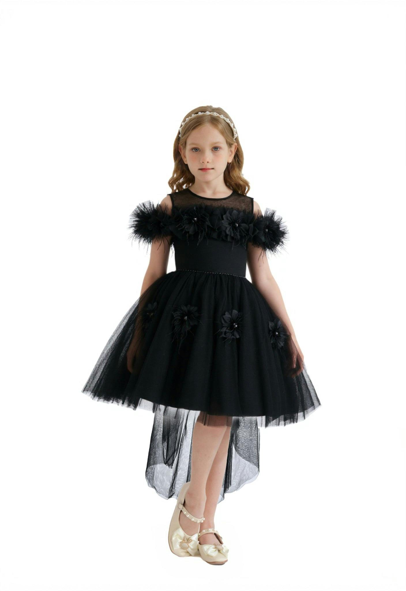 Black Feather Bow Dress