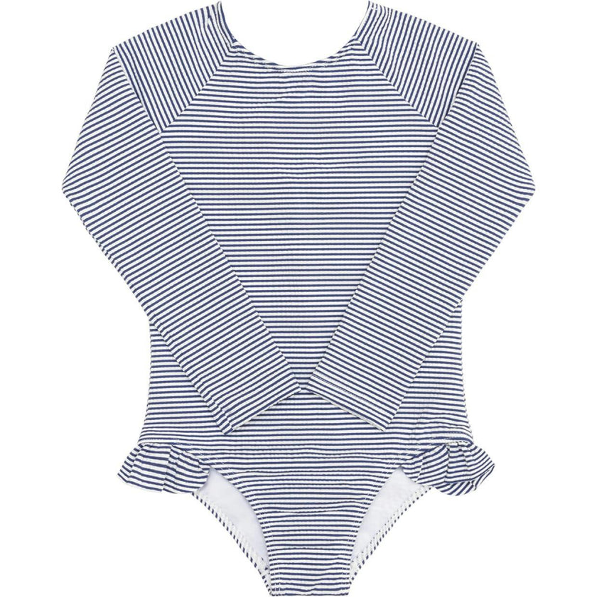 Girls Harbor Stripe Rashguard One Piece