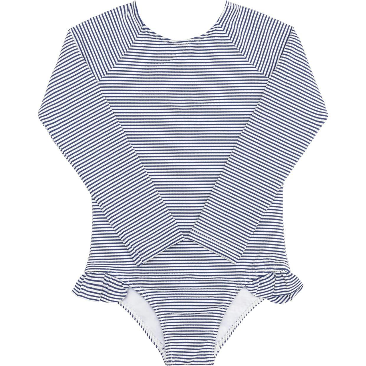 Girls Harbor Stripe Rashguard One Piece