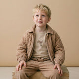 Organic Quilted Bomber Corduroy Jacket - Taupe