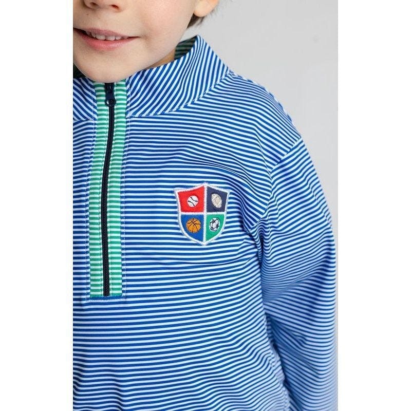 Stripe Performance Knit Half Zip With Sports Crest