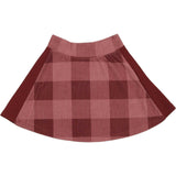 Corduroy Plaid Panel Solid Side A-Line Short Skirt