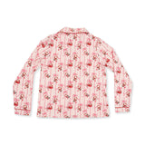 Bows & Santa - Adult Long Sleeve Coat Style and Pant with Pockets