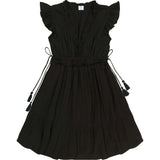 Women's Coralie Cotton Mini V-Neck Ruffle Sleeve Dress, Black