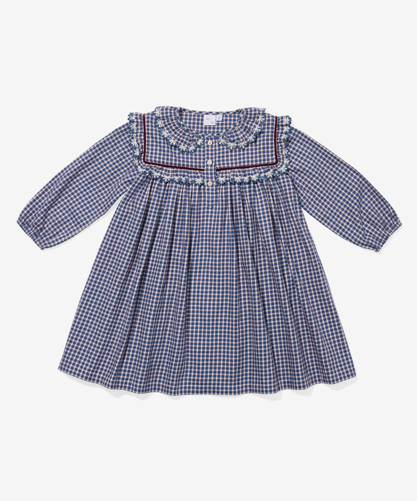 Sara Dress, Marine Tiny Check