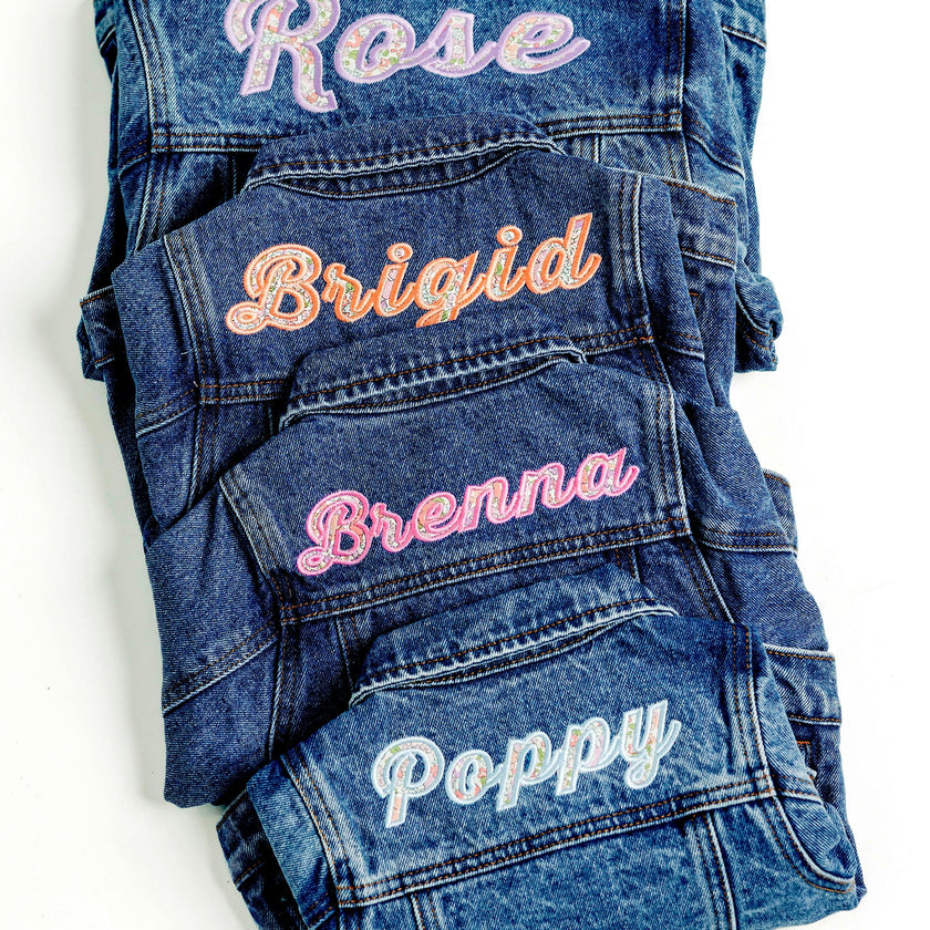 Custom Embroidered Applique Denim Jacket, Floral Multi