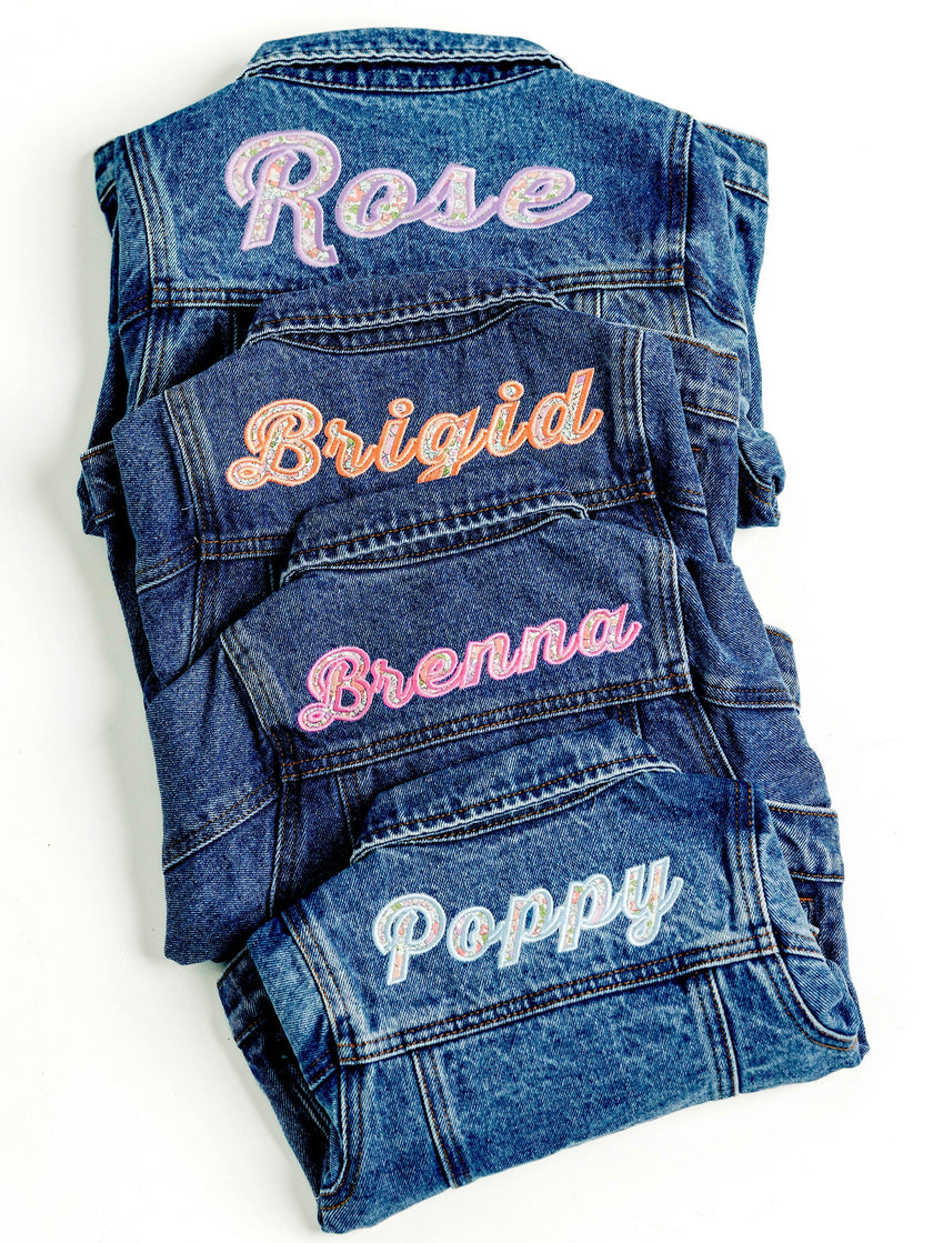 Custom Embroidered Applique Denim Jacket, Floral Multi