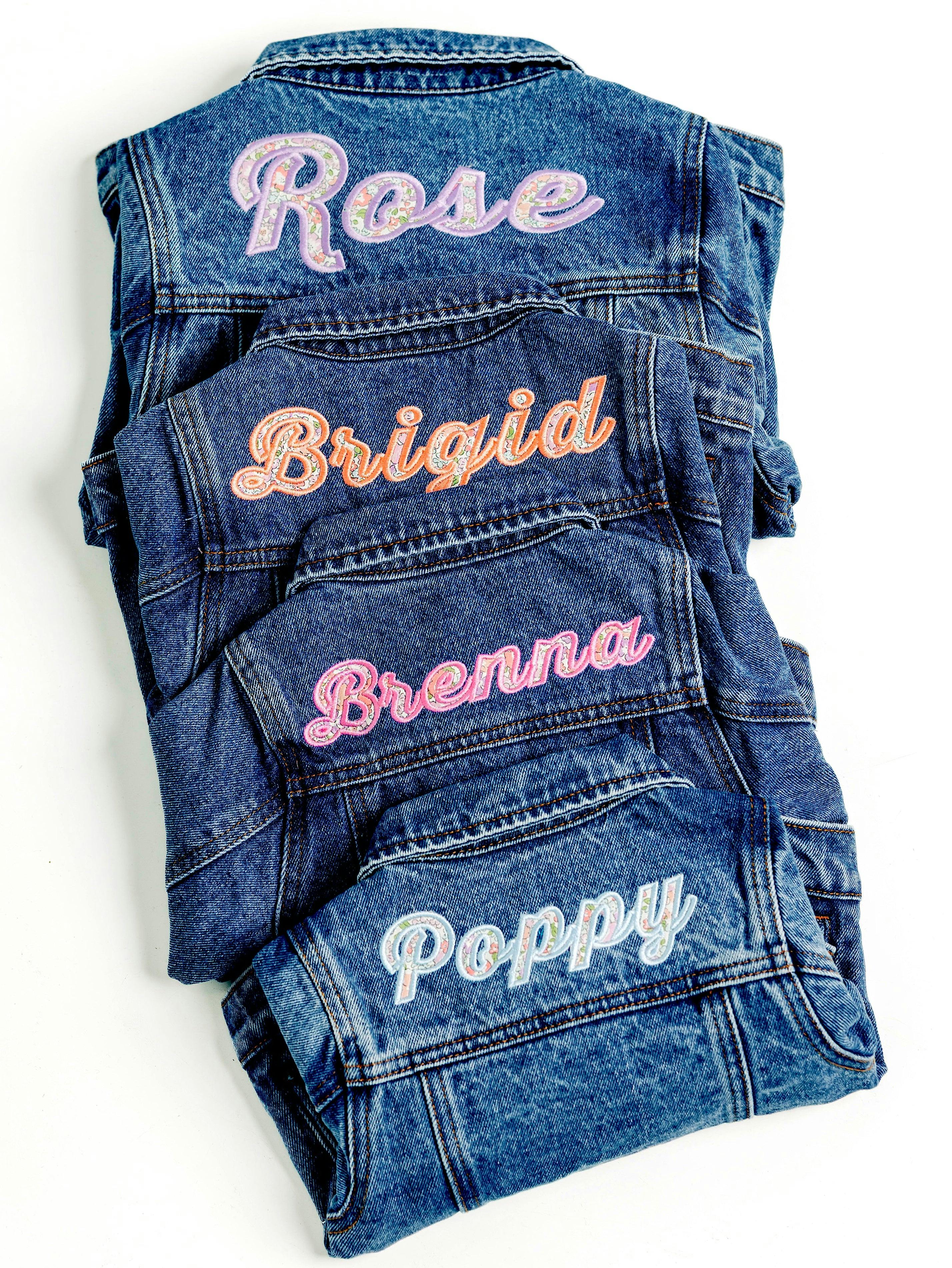Custom Embroidered Applique Denim Jacket, Floral Multi