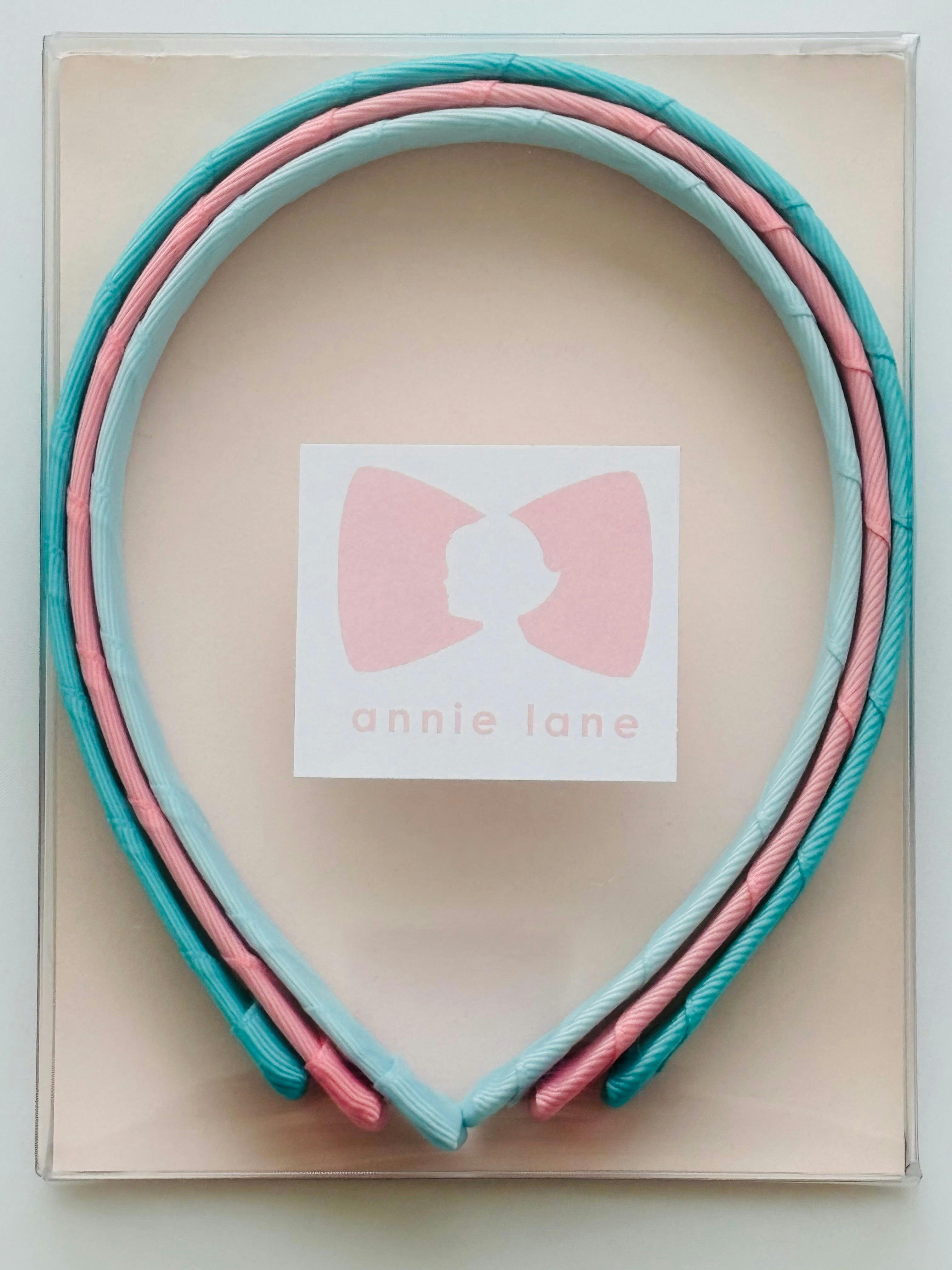 Set of three headbands - turquoise, pink and light blue