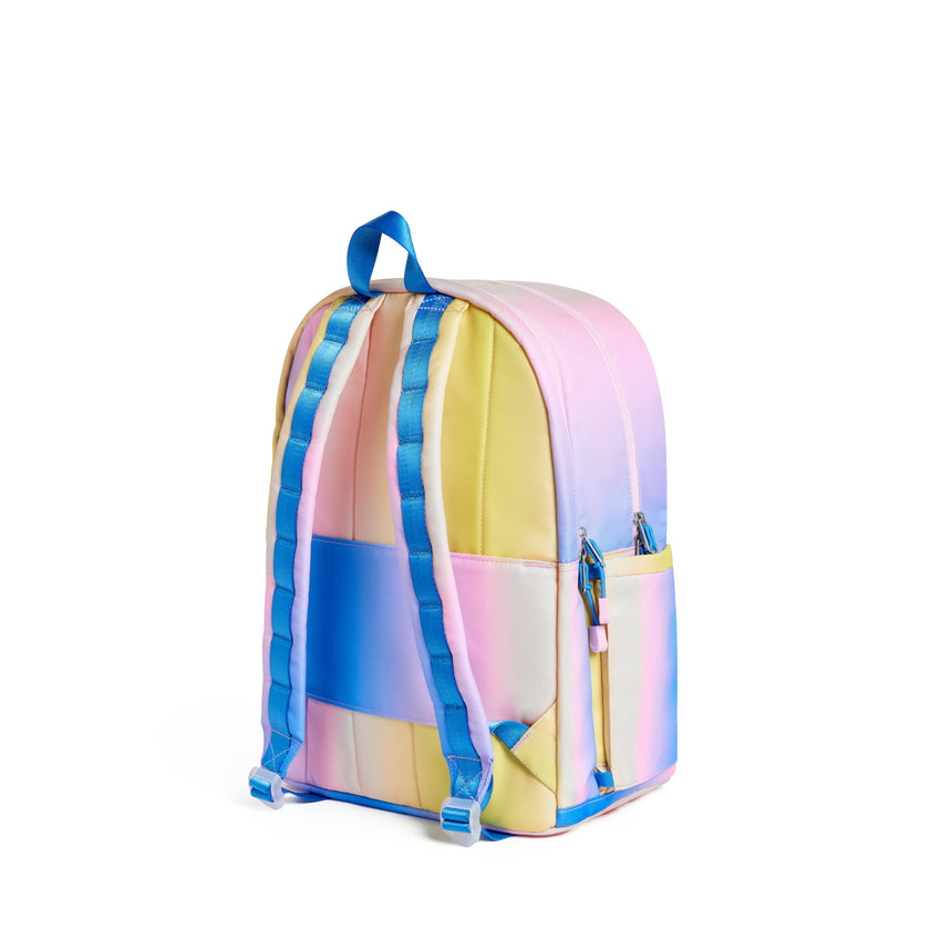 Kane Double Pocket Large Backpack, Blue/Pink/Yellow Gradient