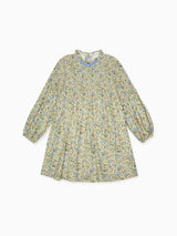Beige Floral Raya Girl Hand-Smocked Dress