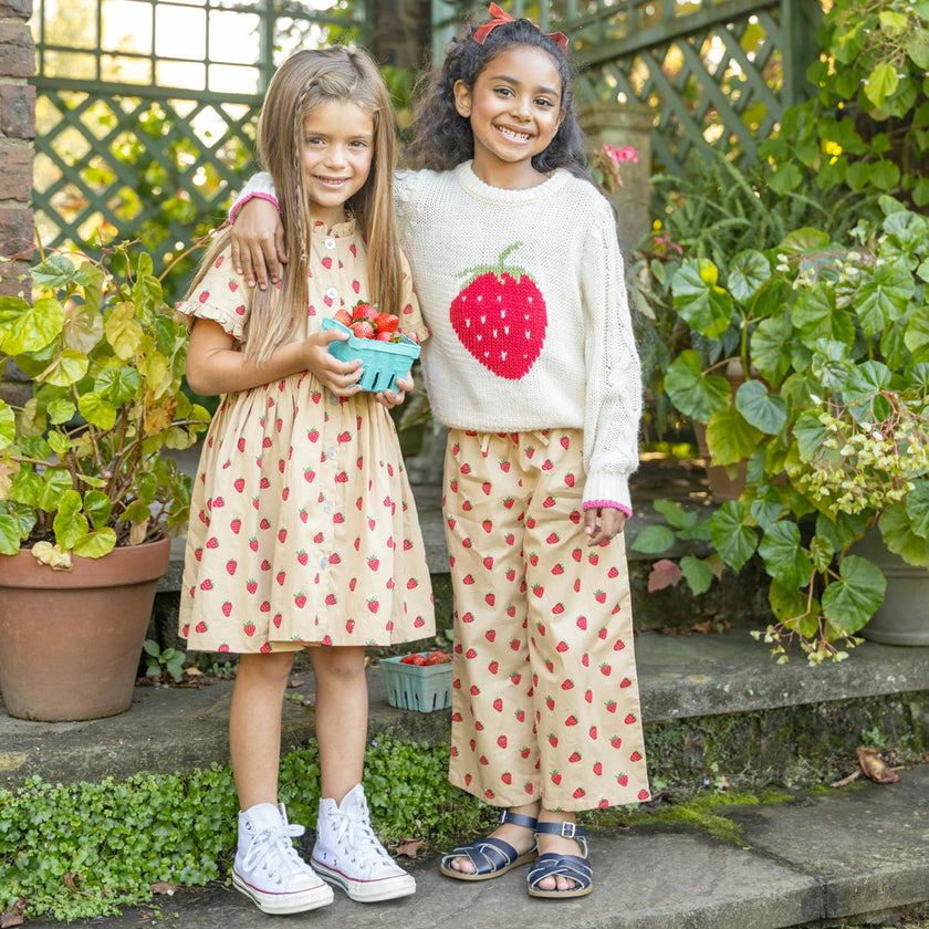Girls Autumn Dress - Tossed Strawberries