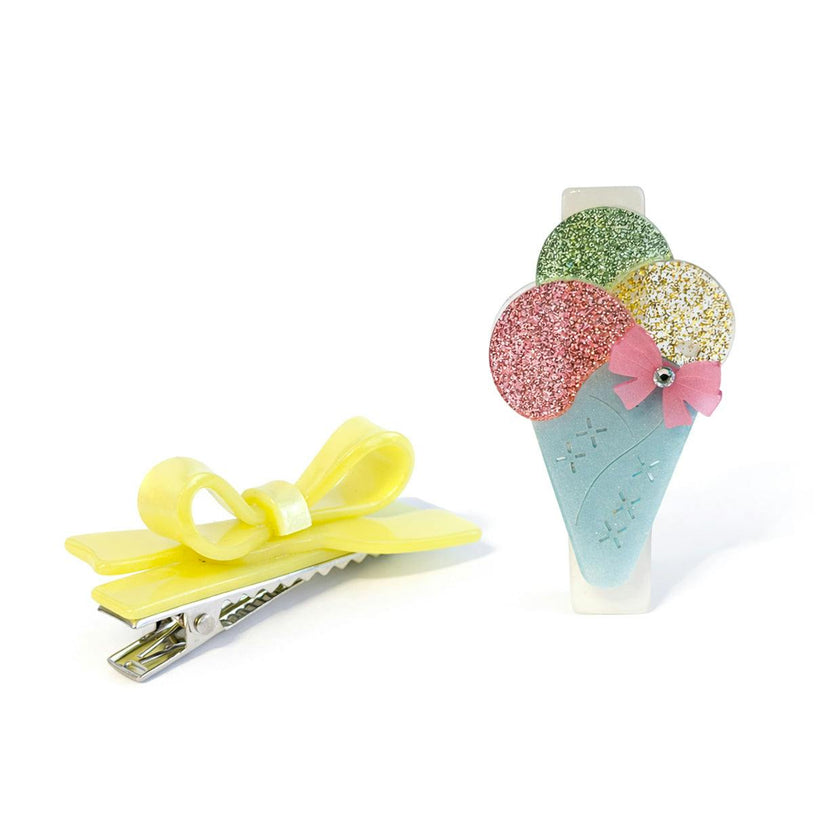 Ice Cream Cone & Bow Hair Clips -SUM