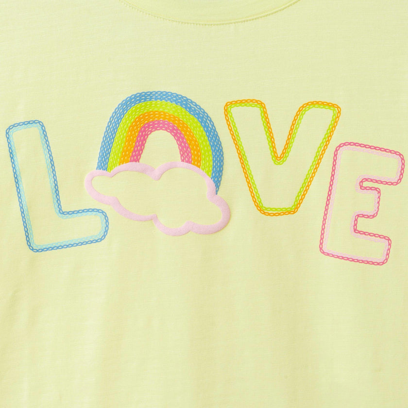 Tween Girls Emroidered Tee | Rainbow Love