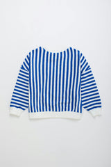 LEVANTE STRIPED KNIT SWEATSHIRT WHITE & BLUE