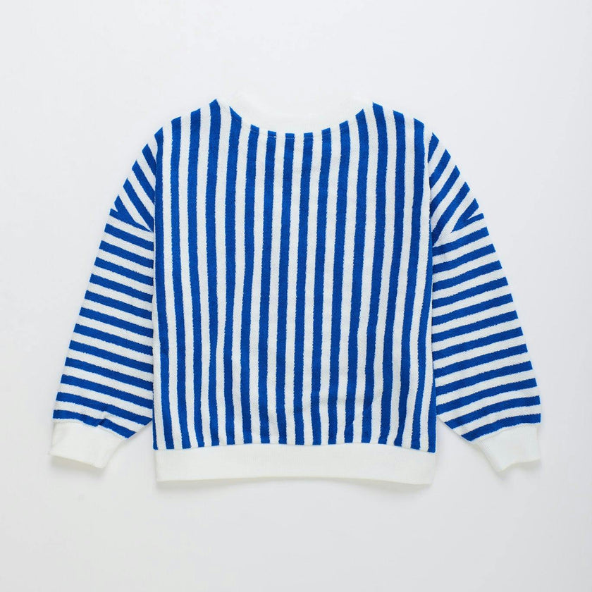 LEVANTE STRIPED KNIT SWEATSHIRT WHITE & BLUE