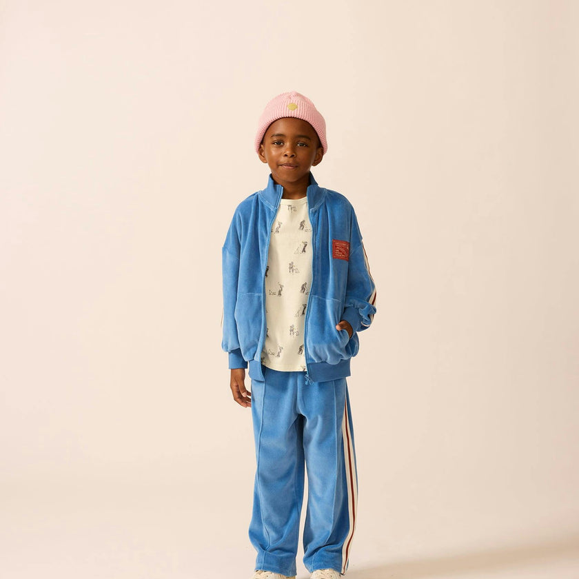 Velour Riley Track Pants in Blue Note