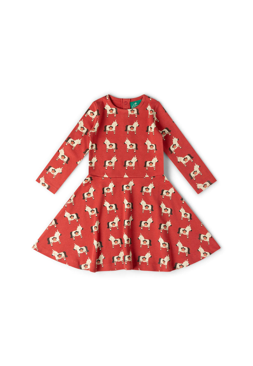 Little Unicorns Long Sleeve Spinny Dress, Purple