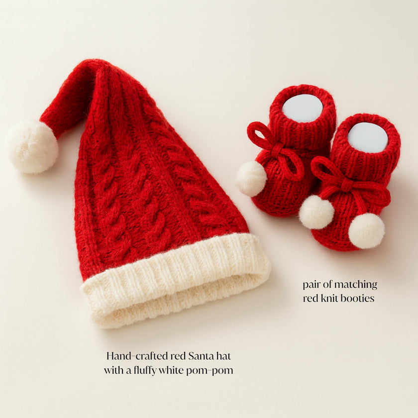 Baby Christmas Red Santa Hat Gift Set