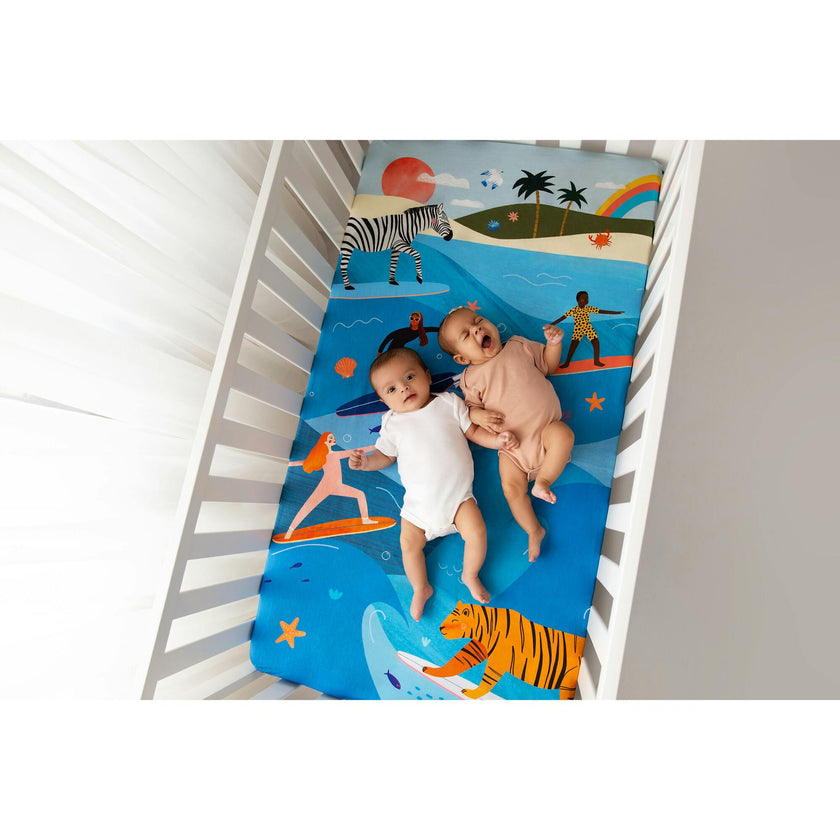 Surfing Safari Standard Crib Sheet