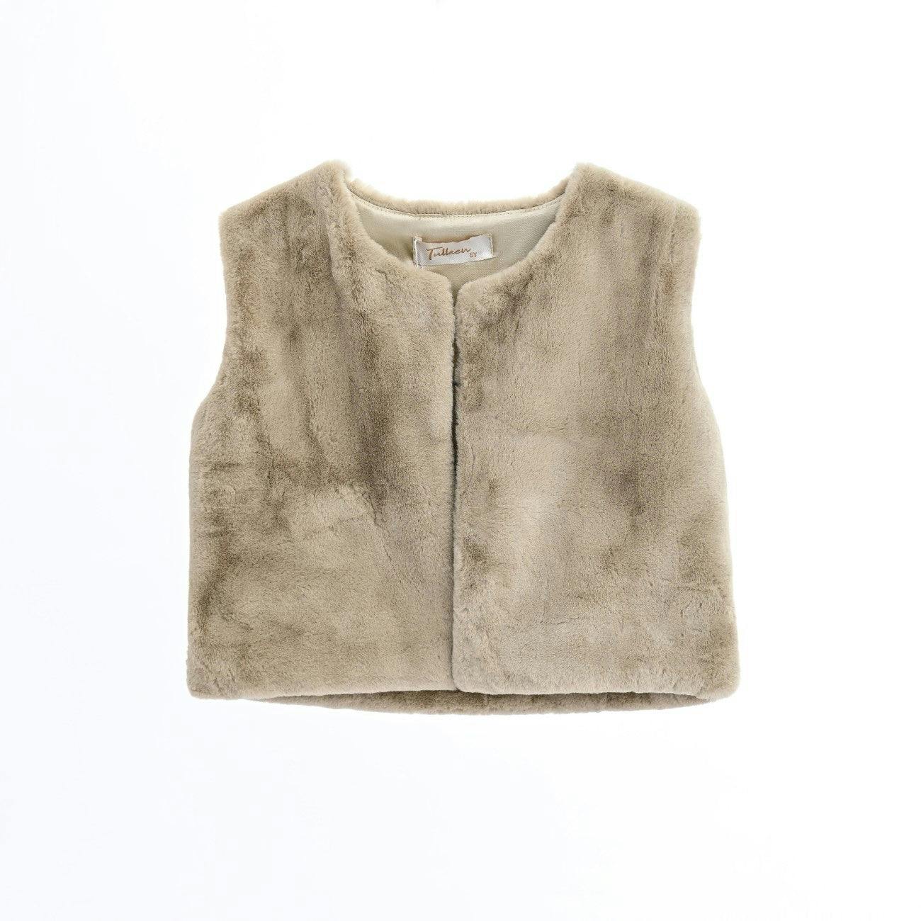 Beige Plush Fur Vest