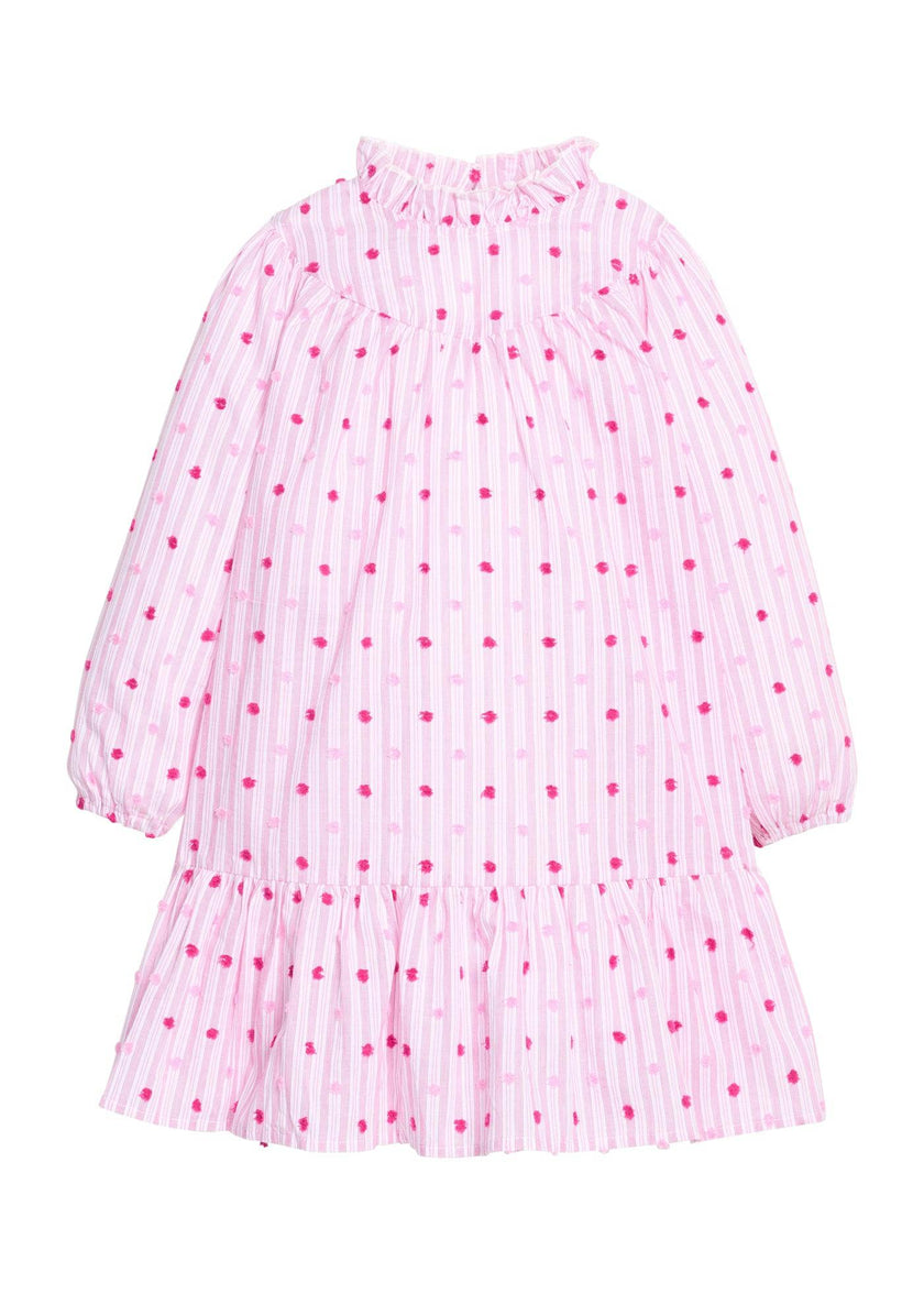 Jody Dress - Magenta Clip Dot Stripe