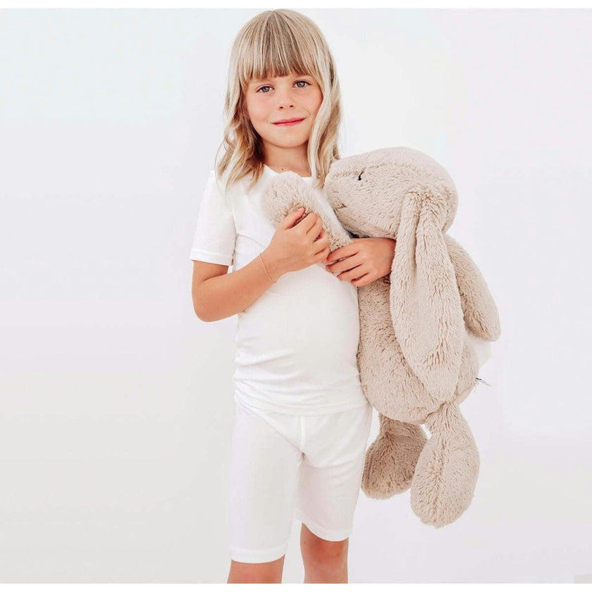Milk White Bamboo Kids Pajama Short Set
