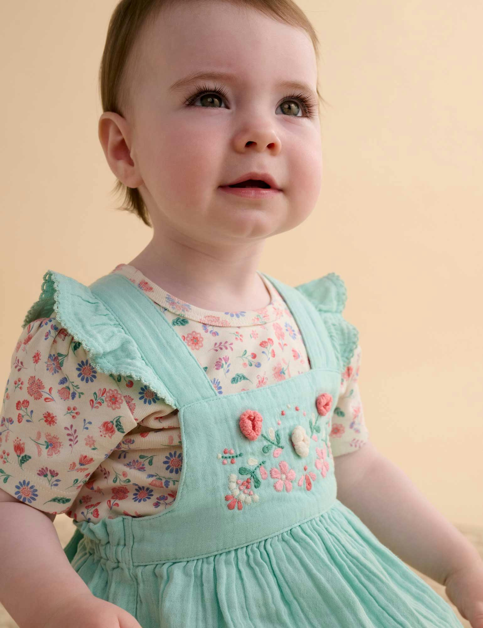 Embroidered Overall Set Aloe