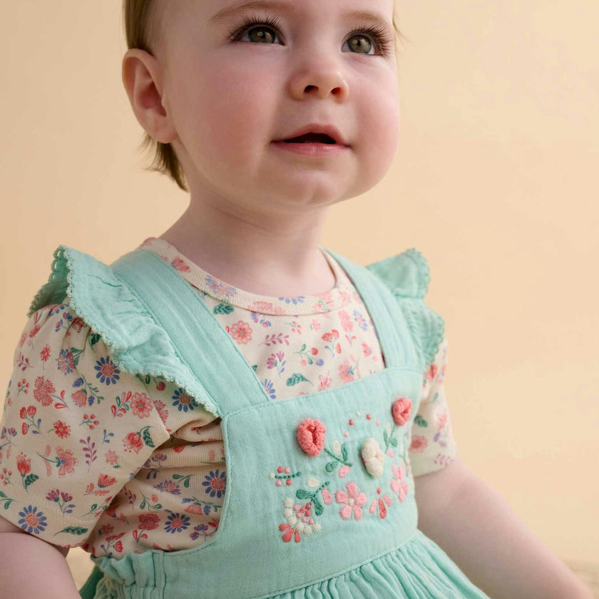 Embroidered Overall Set Aloe
