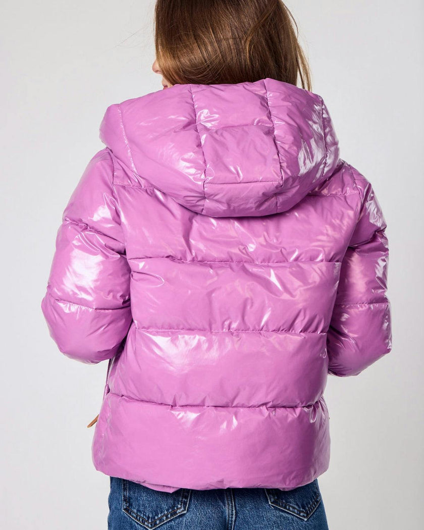 Women's Ultra Puff Coat in Hi-Gloss Pink Lavender