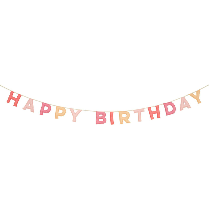 Pink Happy Birthday Felt Garland