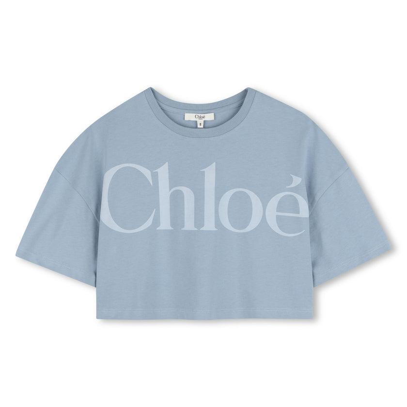 Blue Chloé Cropped Logo T-Shirt