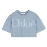 Blue Chloé Cropped Logo T-Shirt