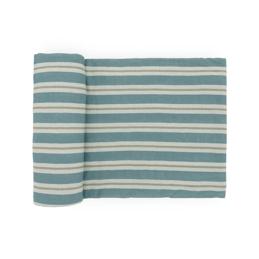 Stretch Knit Swaddle Blanket - Blue Vintage Stripe