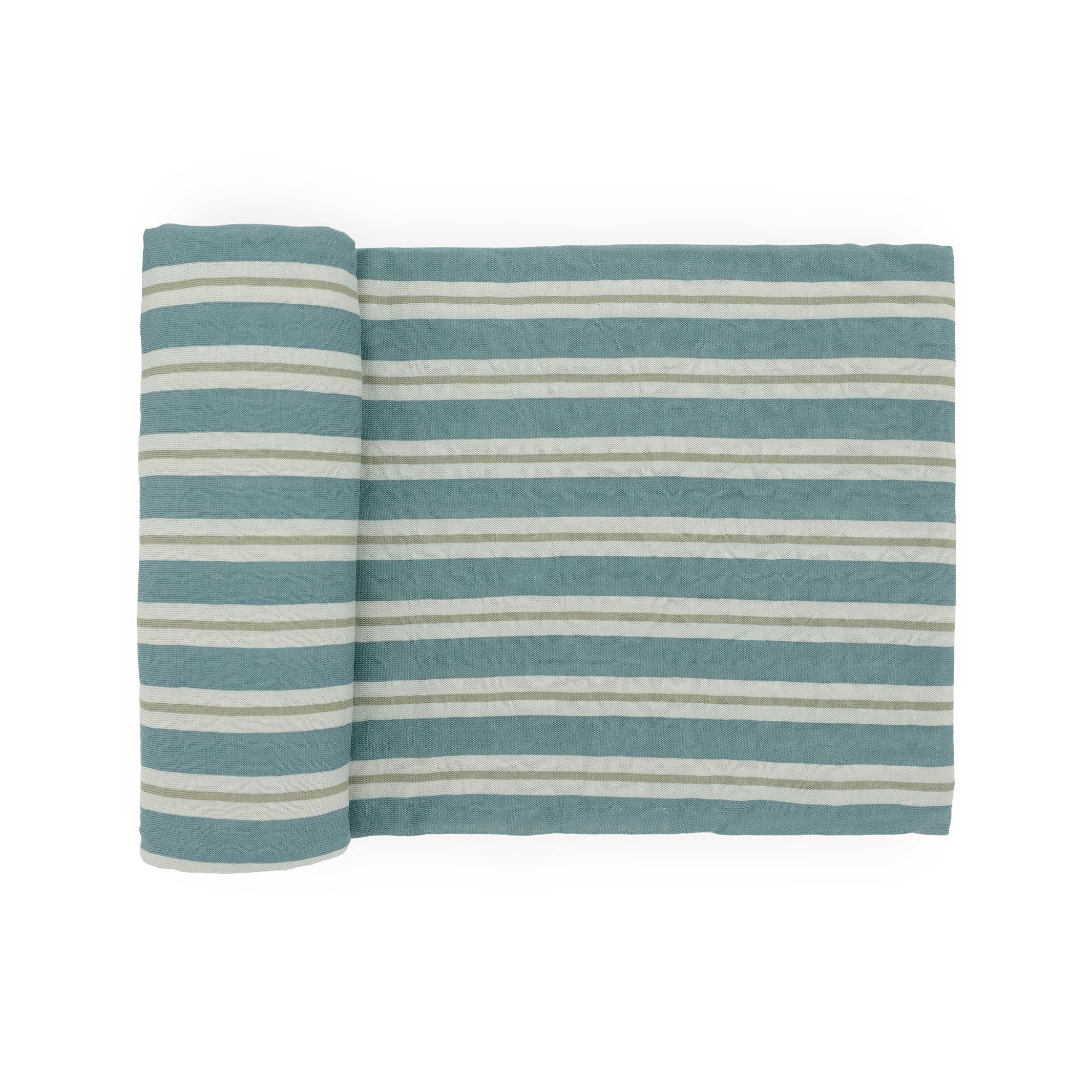 Stretch Knit Swaddle Blanket - Blue Vintage Stripe