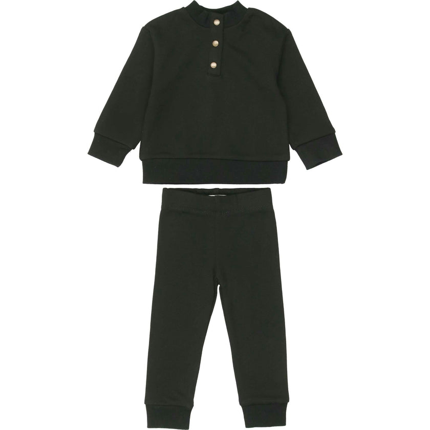 Kids Unisex Terry Henley Sweatshirt & Jogger Set