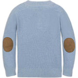 Organic Long Sleeve Henley Pullover Sweater with Elbow Patches