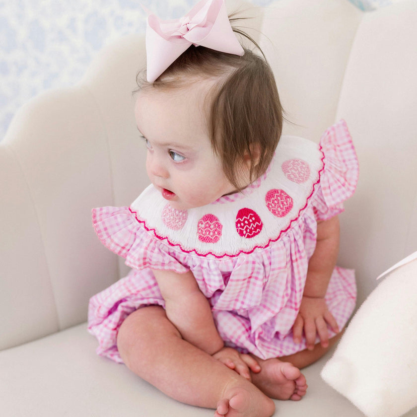 Pink Easter Egg Smocked Bubble