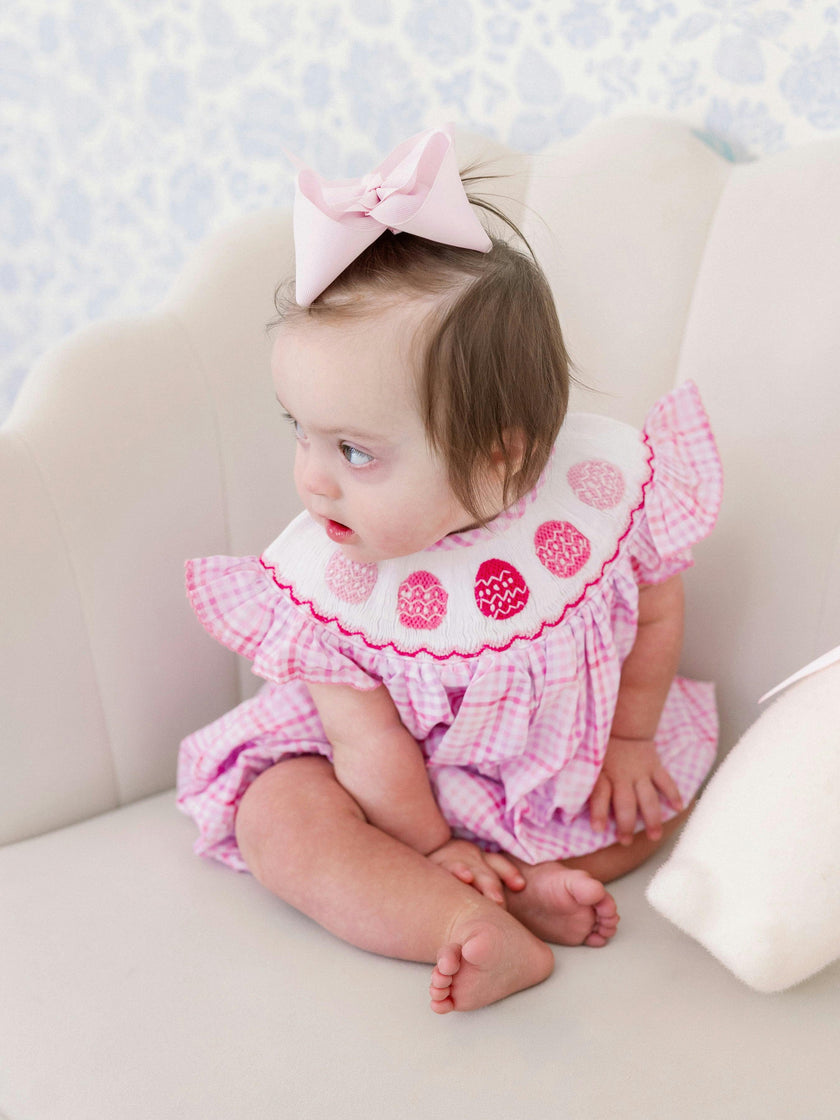 Pink Easter Egg Smocked Bubble