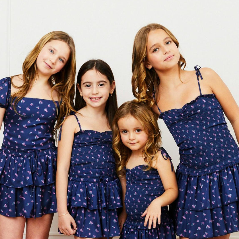 Willow Satin Navy Rose Skort