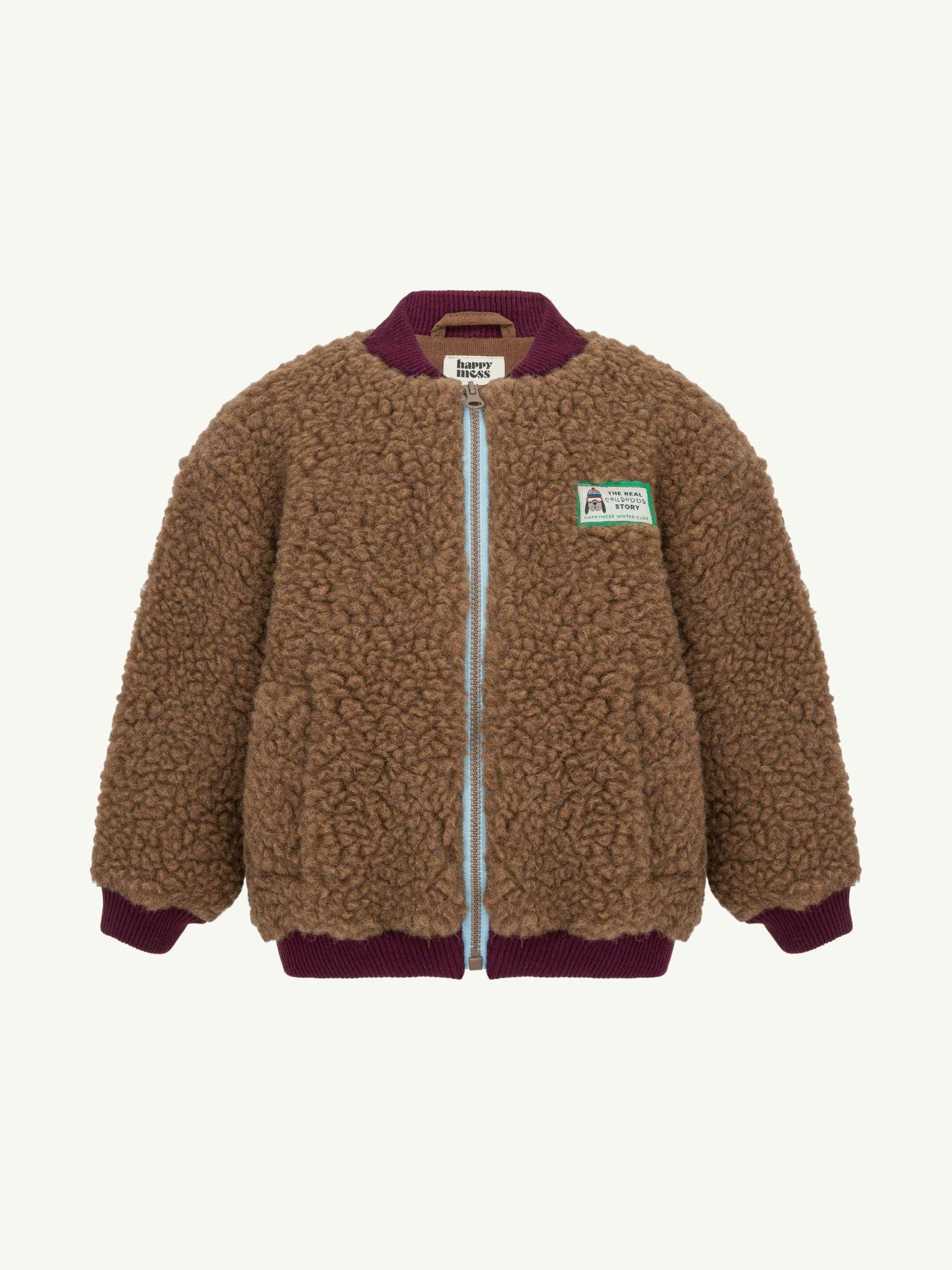 children's merino wool bomber jacket - teddy brown