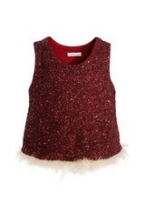 Red Sequin Feather-Trim Set