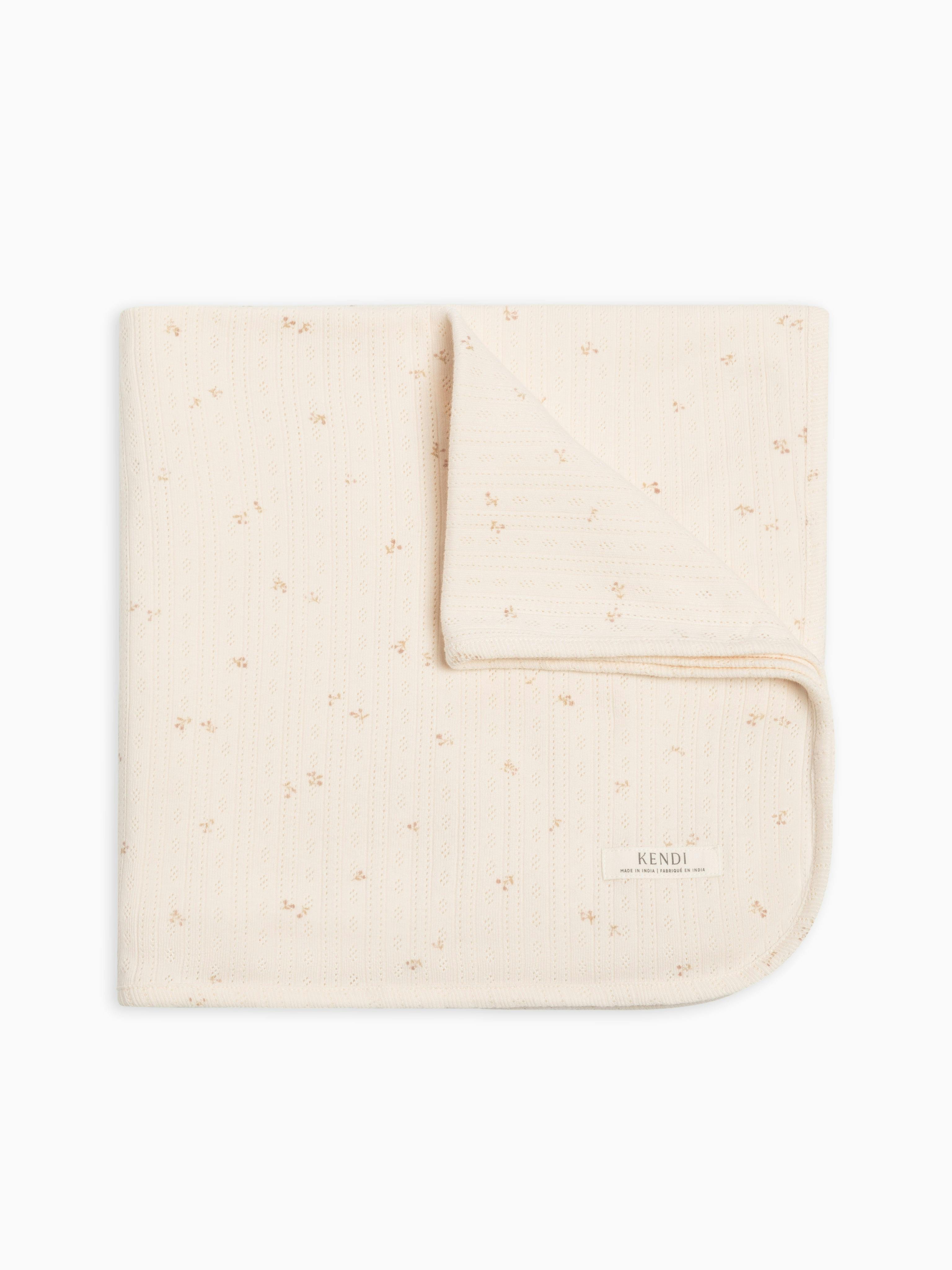 Brushed Back Pointelle Swaddle Blanket