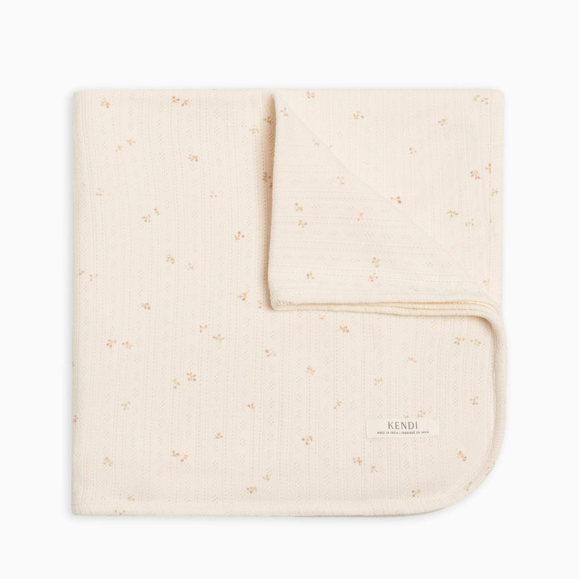 Brushed Back Pointelle Swaddle Blanket Haran Floral
