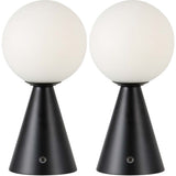 Macie 11.75" Modern Minimalist Globe Rechargeable/Cordless Dimmable Integrated LED Table Lamp with Touch Sensor Set 2