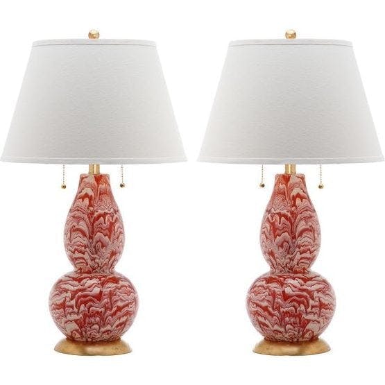 Set of 2 Color Swirls Glass Lamps